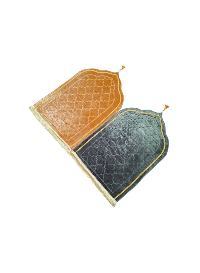 سجادة صلاة إسلامية فاخرة من المخمل المنقوش المقاوم للانزلاق - سجادة سجدة سميكة مبطنة للرجال والنساء، طقم متعدد الألوان من 4 قطع - هدية مثالية للعيد ورمضان - Image 2